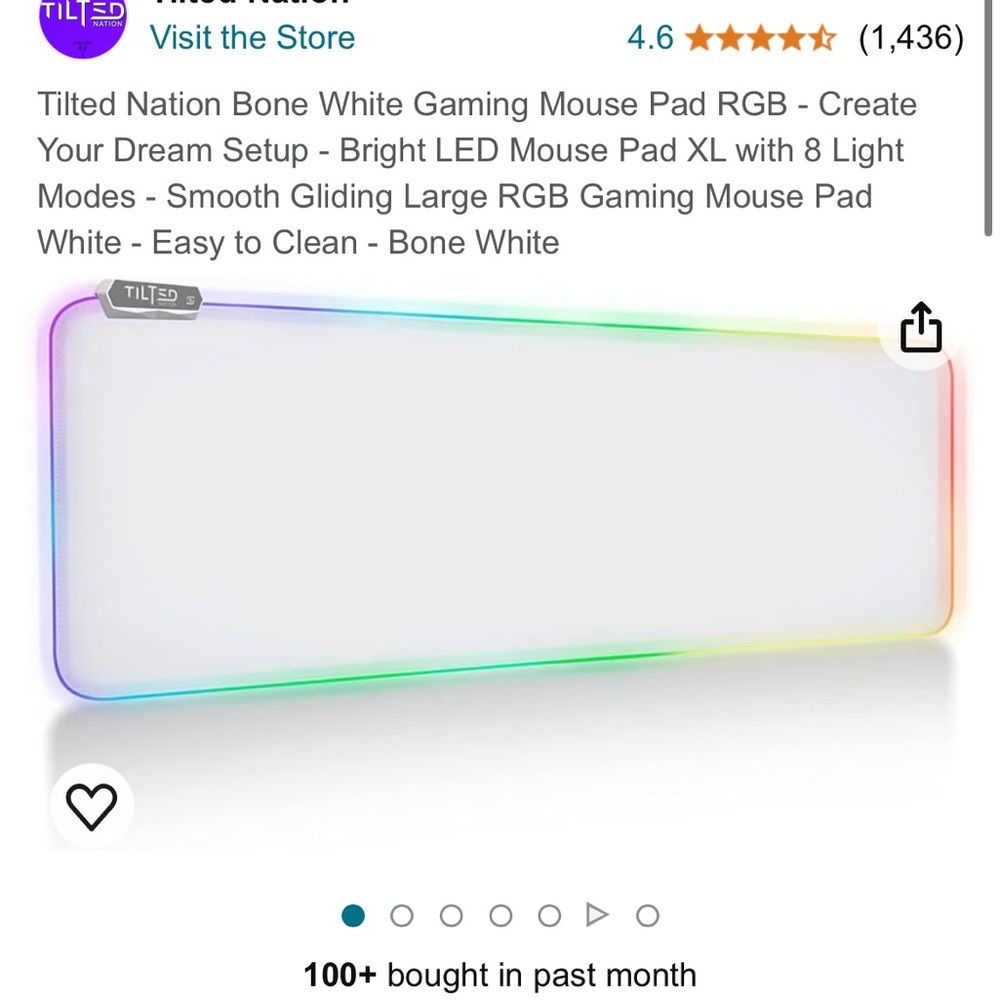 Tilted white LED mouse pad